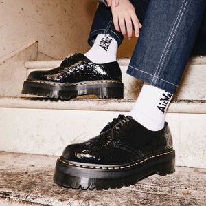 NEW DR.MARTENS 1461 LEOPARD EMBROSS PATENT LEATHER PLATFORM SHOES